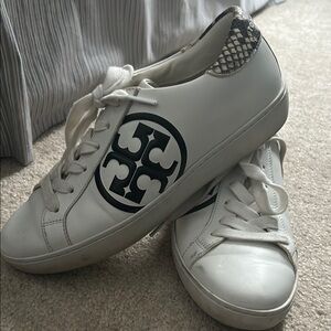 Tory Burch White Sneakers with Black Emblem